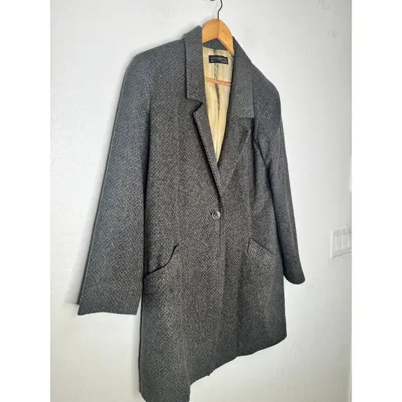 Peruvian Connection Womens Alpaca Wool Gray Button Long Lined Coat Pocket Sze 12 - Picture 2 of 13